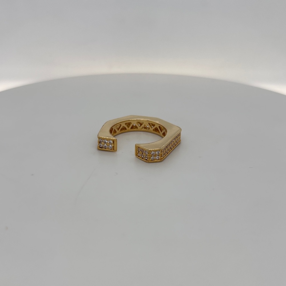 Gold Pavé Open Cigar Ring - Women's Jewelry